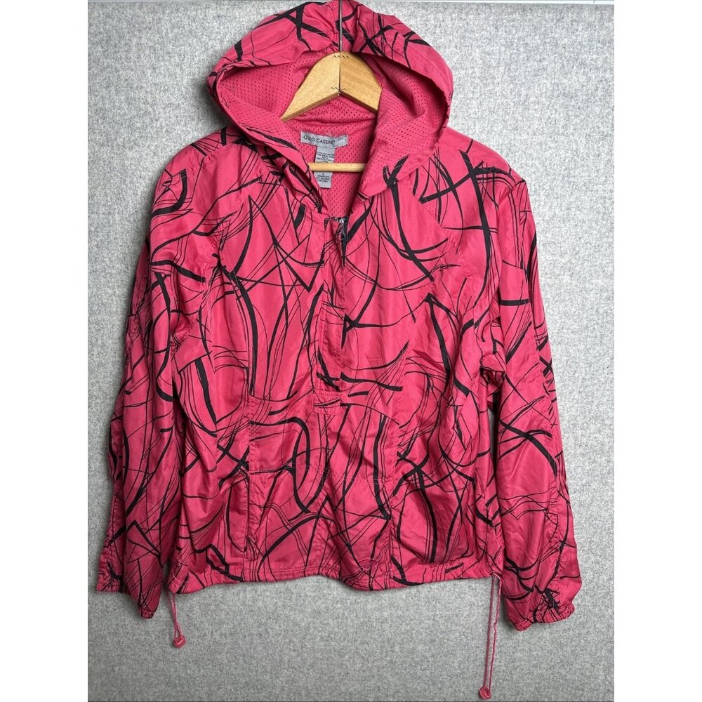 Vintage Oleg Cassini Womens Large Hoodie Pullover Jacket Long Sleeve Pink Barbie